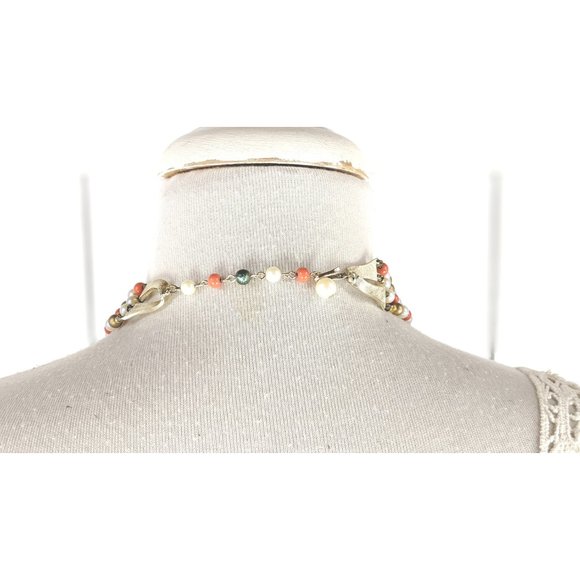 Vintage chunky tiered layered bead chain multi strand necklace - Picture 6 of 6